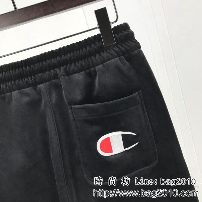 ChamPion冠軍 18ss秋冬新款 品牌字母刺繡 男款金絲絨衛褲 ydi1496